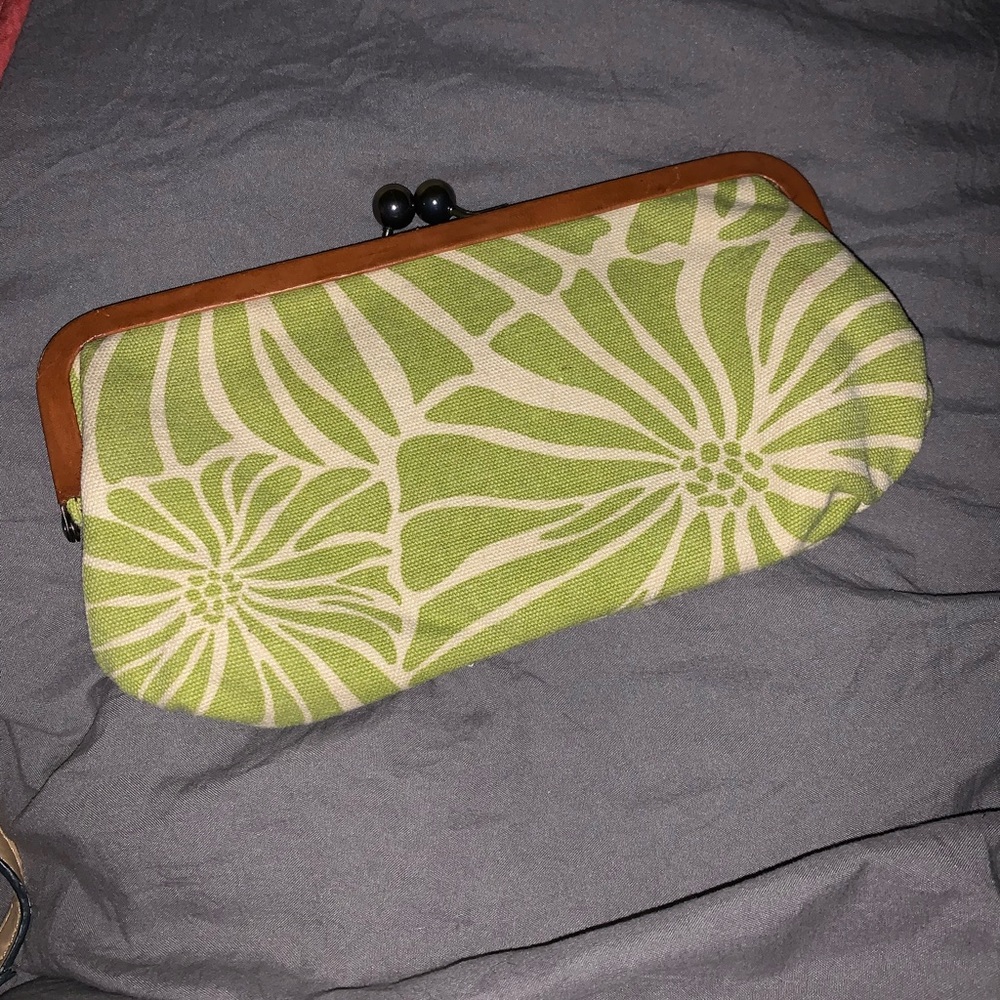 Fossil clutch purse palm fern leaf